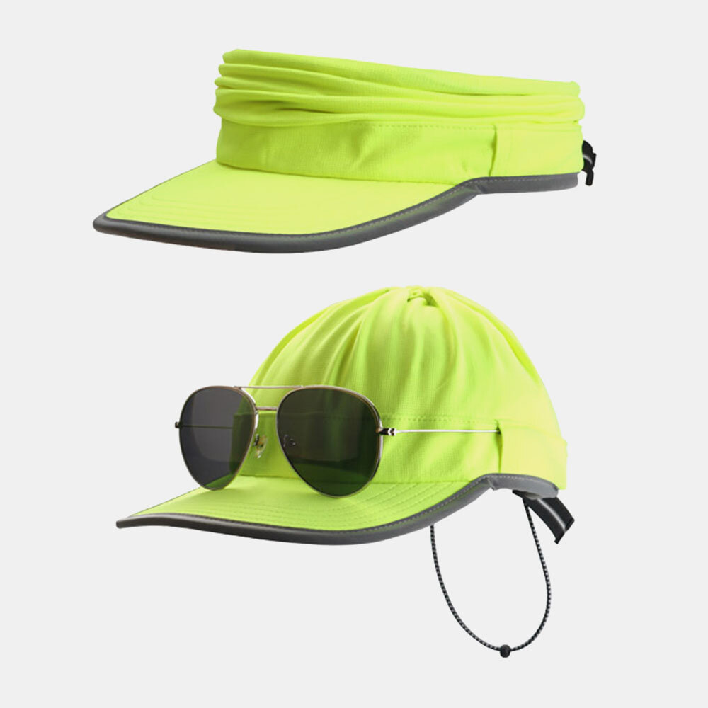 Men Dacron Solid Color Quick-dry Multi-purpose Empty Top Hat Neck Guard Sun Protection Soft Top Hat 