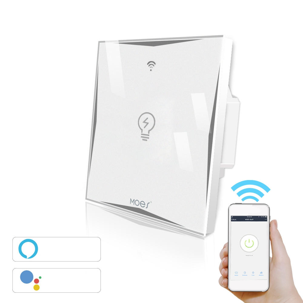 MoesHouse AC100-240V EU Type 1 Gang WiFi Smart Light Switch Werk met Amazon Alexa Google Home