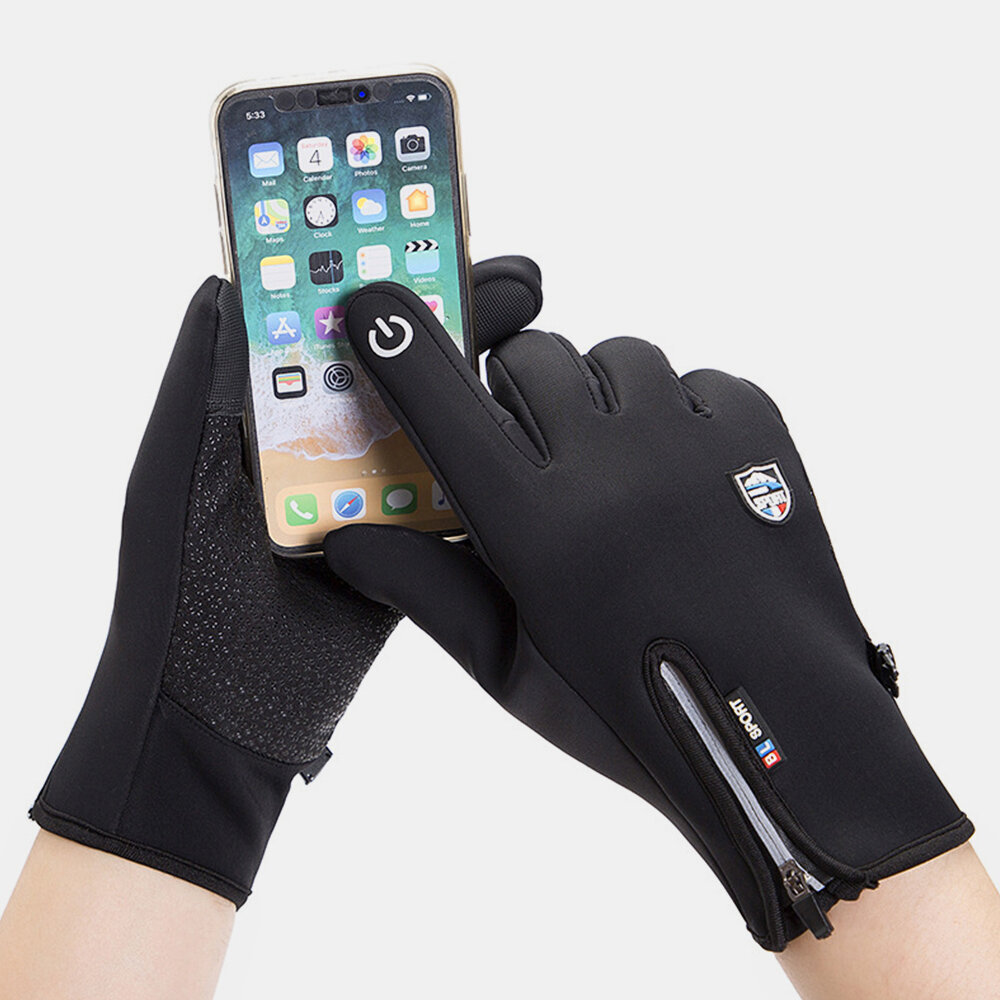 Unisex Touchscreen Outdoor Winter Plus Velvet Riding Keep Warm Waterptoof Gloves