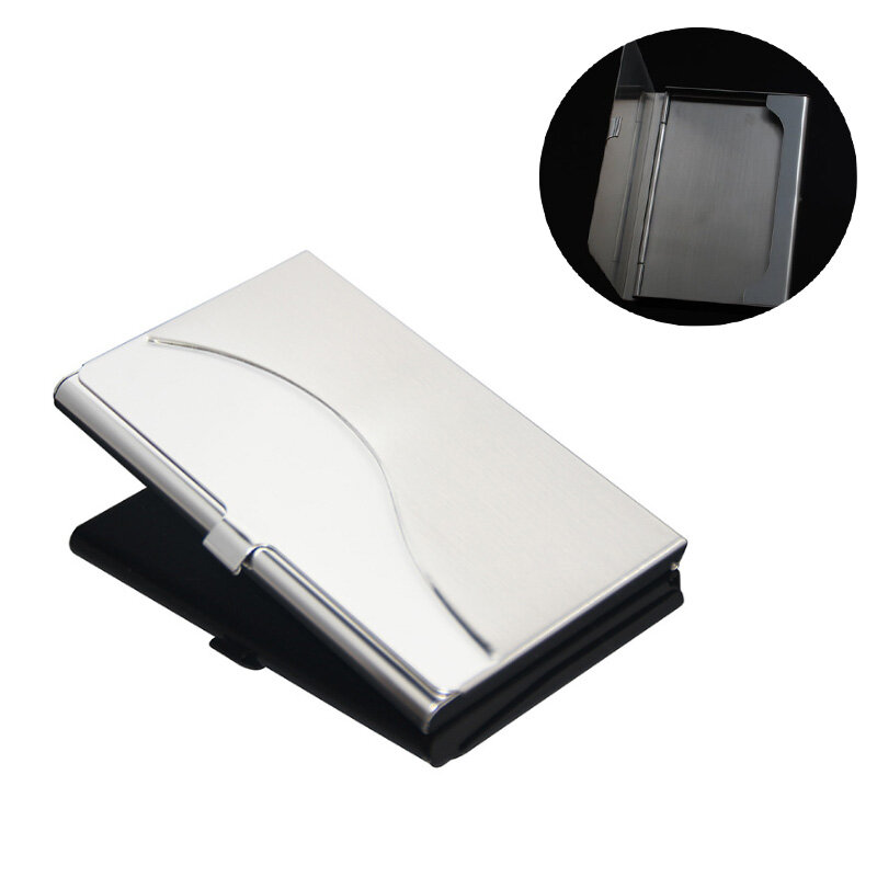 IPRee® Portatarjetas de acero inoxidable para tarjetas de crédito Caja de almacenamiento de tarjetas de identificación portátil de viaje