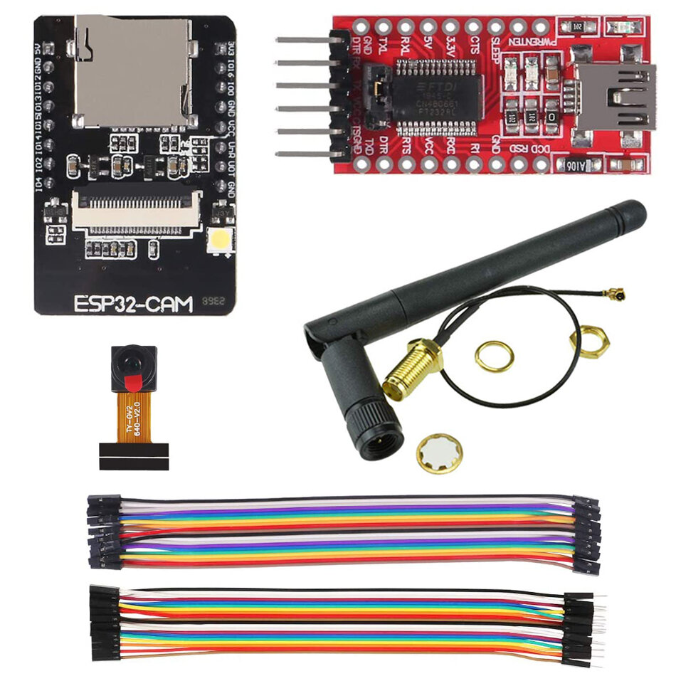 

AOQDQDQD® ESP32-CAM WiFi Development Board+FT232RL FTDI + Jumper Wire For Arduino Raspberry Pi ESP32 Camera With 2.4G An