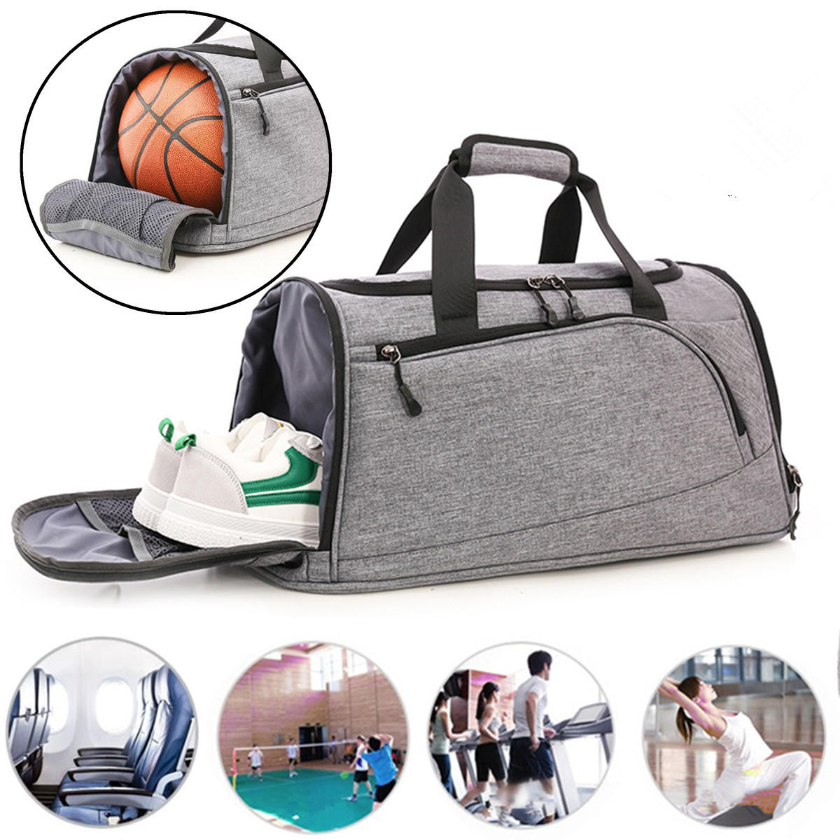 Spor ve seyahat için su geçirmez 40L spor seyahat sırt çantası duffel sırt çantası basketbol çantası erkekler kadınlar.