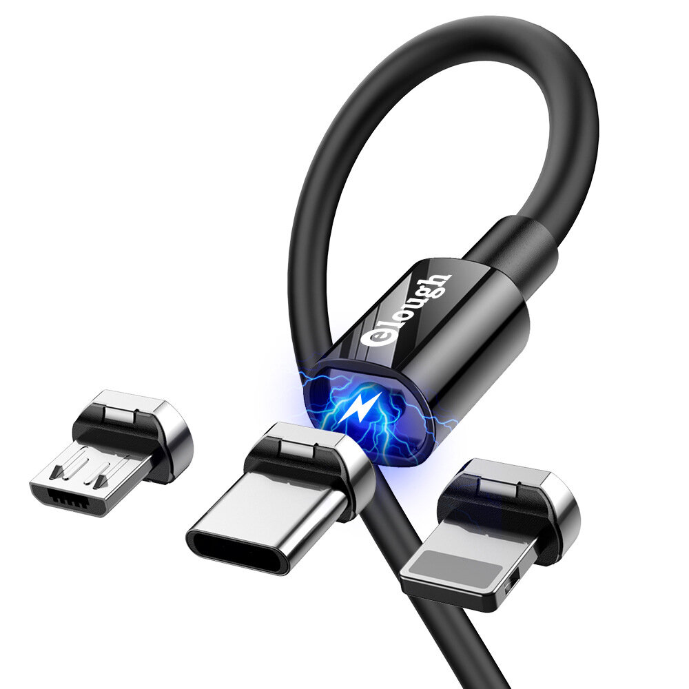 Elough Magnetische USB-C/Apple Port/Micro USB Plug naar USB-A Kabel Snel opladen Datatransmissie Sno