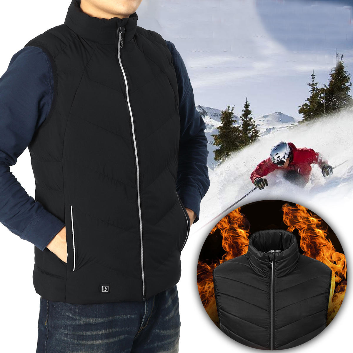 Men Women Outdoor Sports Body Warm Clothes Vest Winter Electric Jacket Heating Sleeveless Vest Overcoat