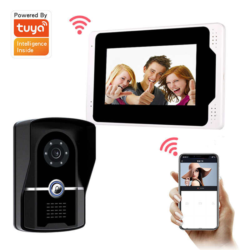 1080P WiFi Smart Video Doorbell with 7inch Touch Panel Screen EU Plug APP Remote Viewing Motion Detection IR Night Visio