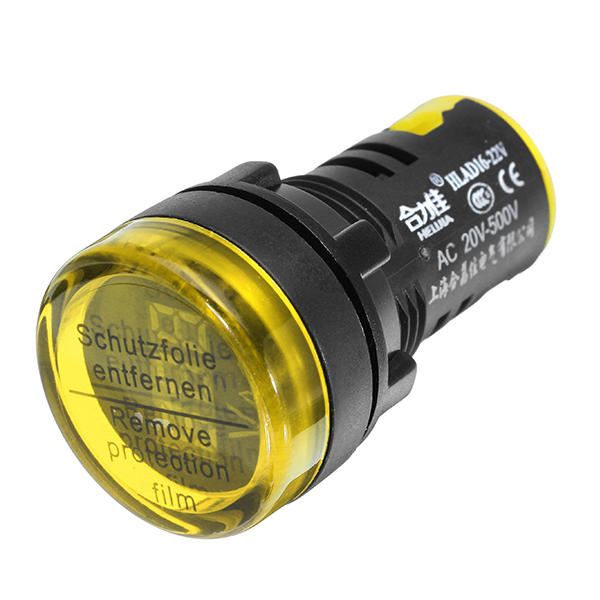 Machifit 22mm AC 50-500V Yellow Digital AC Voltmeter Voltage Meter Gauge Digital Display Indicator