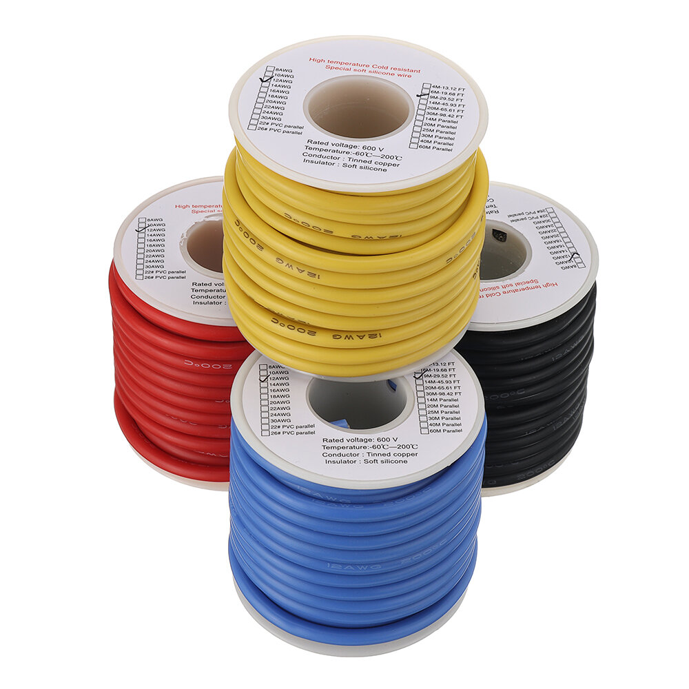EUHOBBY 9m 12AWG Soft Silicone Line High Temperature Tinned Copper Wire Cable for RC Battery