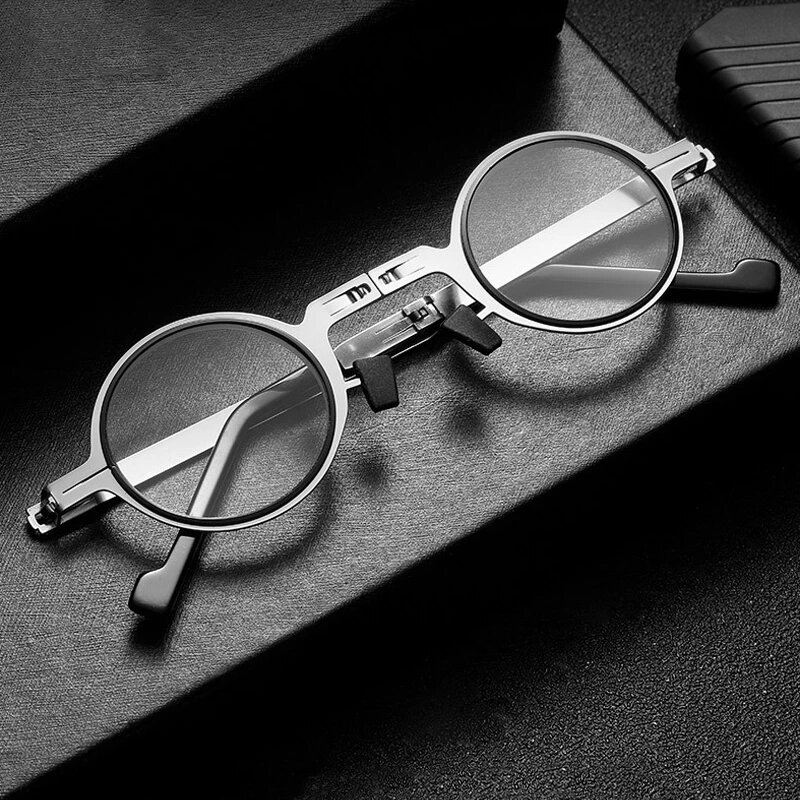 Round Reading Glasses Blocking Blue light Glasses Reader Foldable Ultra Thin Paper Glasses Metal Eyeglasses for Men Wome