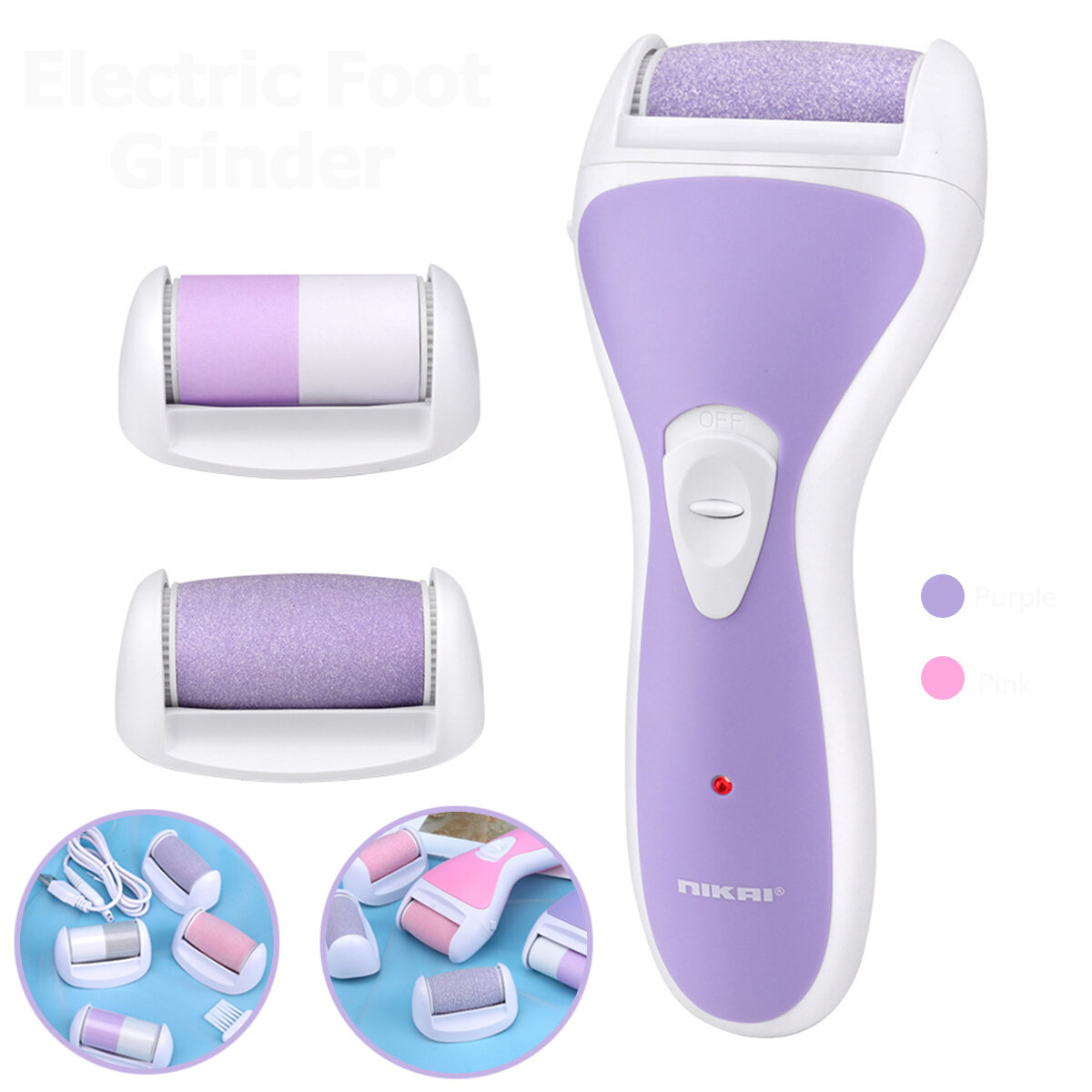 Electric Waterproof Foot Grinder Removes Calluses Massage Pedicure Dead Dry Skin Grinding Peeling Rechargeable Foot Care