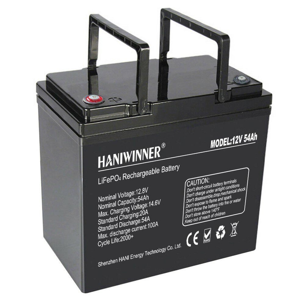 [EU Direct] HANIWINNER 12.8V 54Ah LiFePO4 Lithium Battery Pack 691.2Wh Energy Backup Power With BMS Waterproof for Replacing Most of Backup Power RV Boats Solar Off-Grid Support in Series/Parallel HD009-07