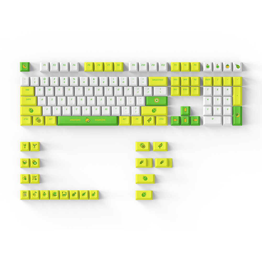 DAGK 128/129 Keys Lemon Tree PBT Keycap Set Cherry/XDA Profile Sublimation Custom Keycaps for Mechanical Keyboard
