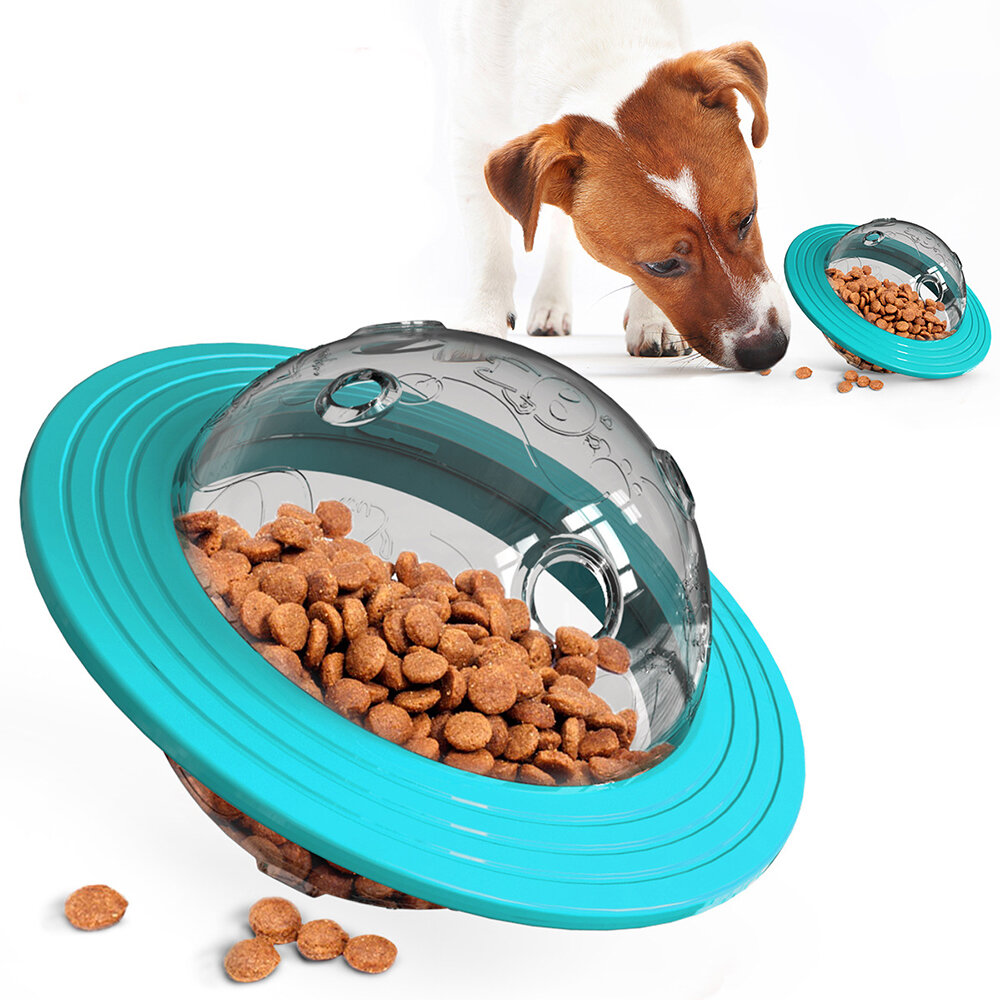 UFO الشكل التفاعلي الكلب القط الغذاء الكرة السلطانية لعبة الحيوانات الأليفة تهز الأطعمة تسرب حاويات لجرو أداة التغذية