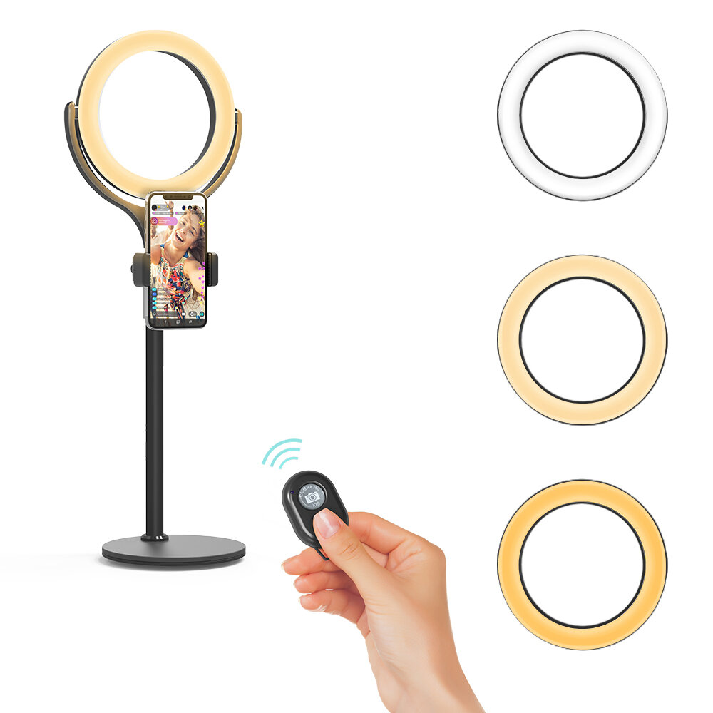 BlitzWolf® BW-SL4 Dimmable Ring Light Night Light Desktop Selfie Phone Holder bluetooth Remote for Live Vlog YouTube Tik