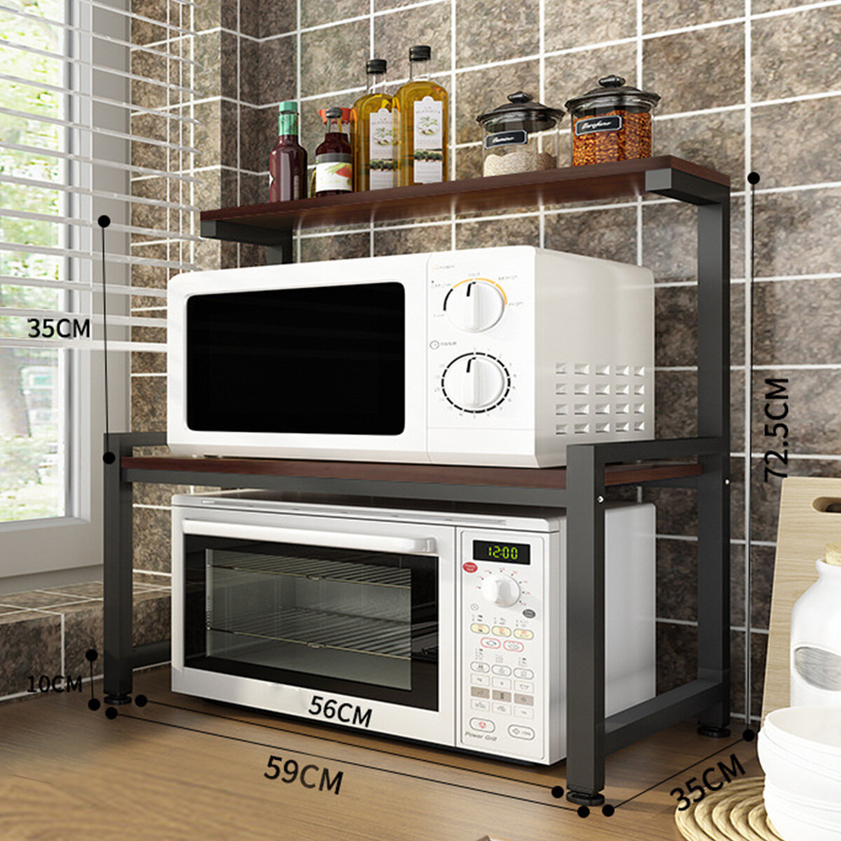 

2 Tier Microwave Oven Shelf Rack Stand Kitchen Office Condiment Storage