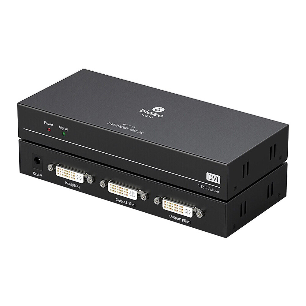 Biaze HQ16 DVI Switch Selector One In Two Out Splitter 2 Port Manual Switcher 4K * 2K DVI Converter 