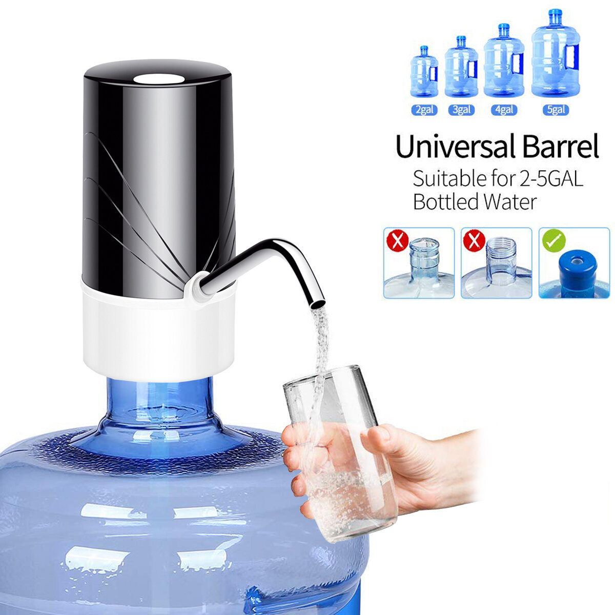 

Bakeey Automatic Portable Wireless Electric Drinking Water Bottle Pump Dispenser USB Charging Electric Drink Water Dispe