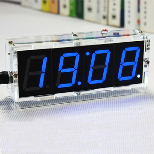 

Geekcreit 2PCS DIY 4 Digit LED Electronic Clock Kit Temperature Light Control Version-Blue+Case