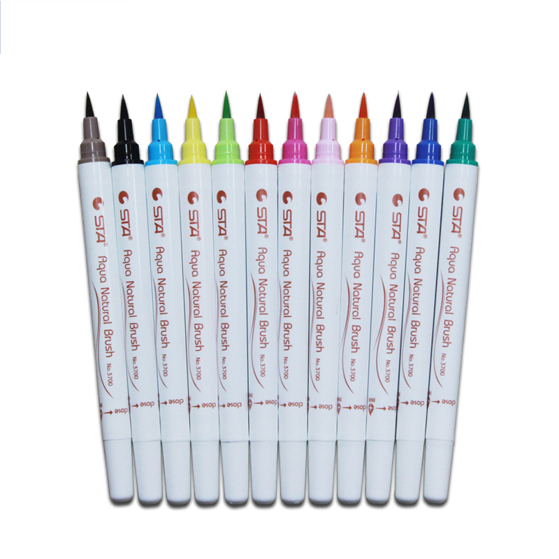 STA STA3700 aquarel pennen 12/24/36 kleuren / pack Soft borstel pen set voor kinderen kinderen teken