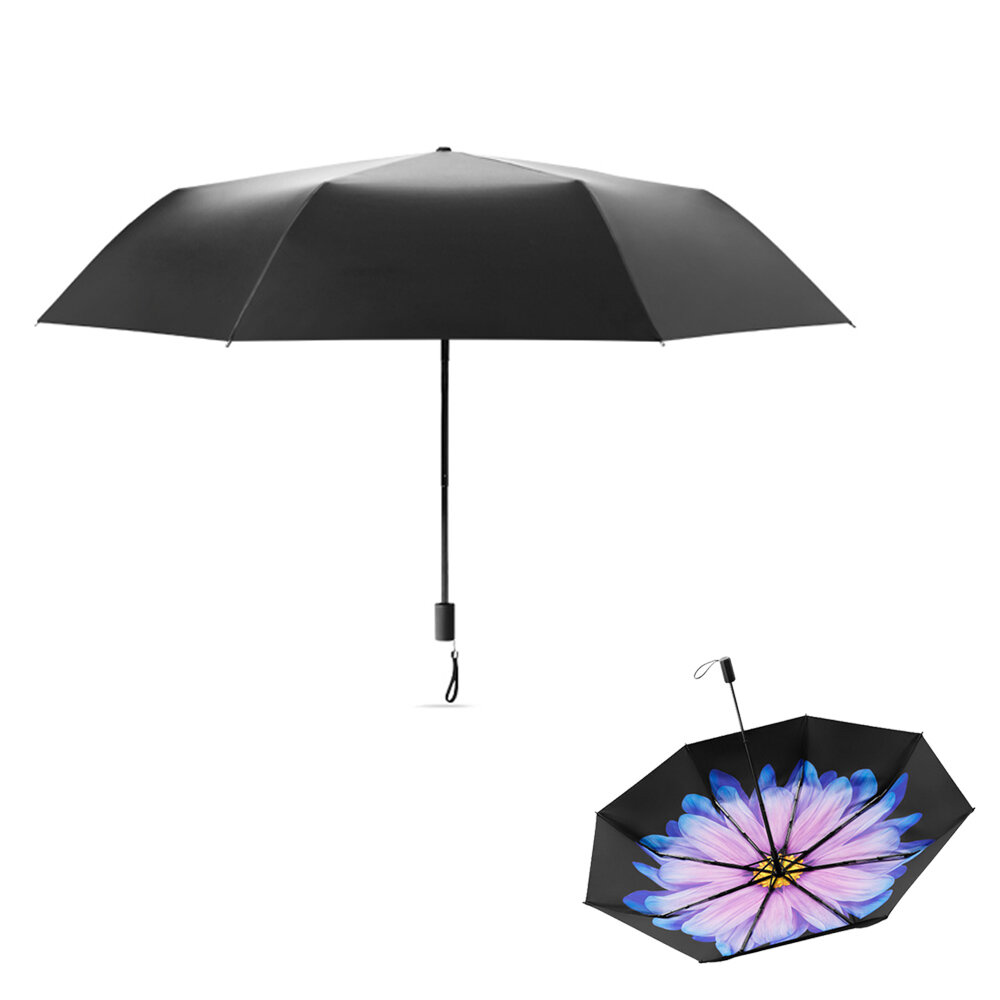 

Beneunder Складной мини-зонт от солнца и дождя UPF 50+ LRC Винил 99% UV Защитный двухслойный 386 г печатный зонт