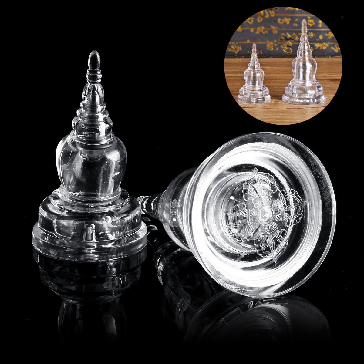 Acrylic Clear Tibet Tibetan Buddhist Mikky Crystal Stupa Tower