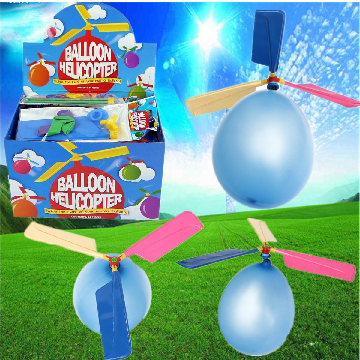 10PCS Wholesale Colorful Traditional Classic Balloon Helicopter Portable Flying Toy
