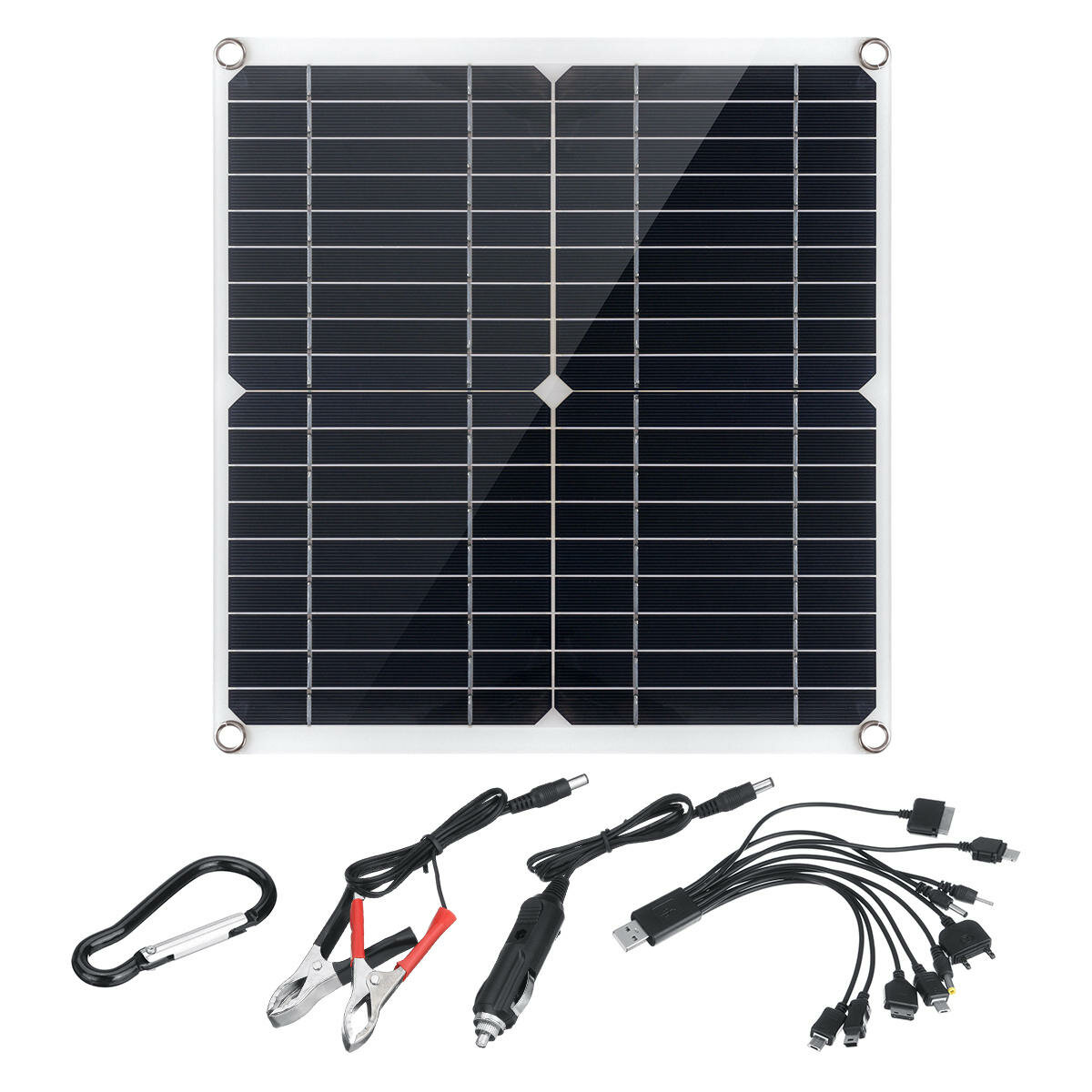 

50W 18V Solar Panel USB Power Bank Solar Panel Kit Complete Charger with 10 IN 1 Charging Line for Boat Car Smartphone C
