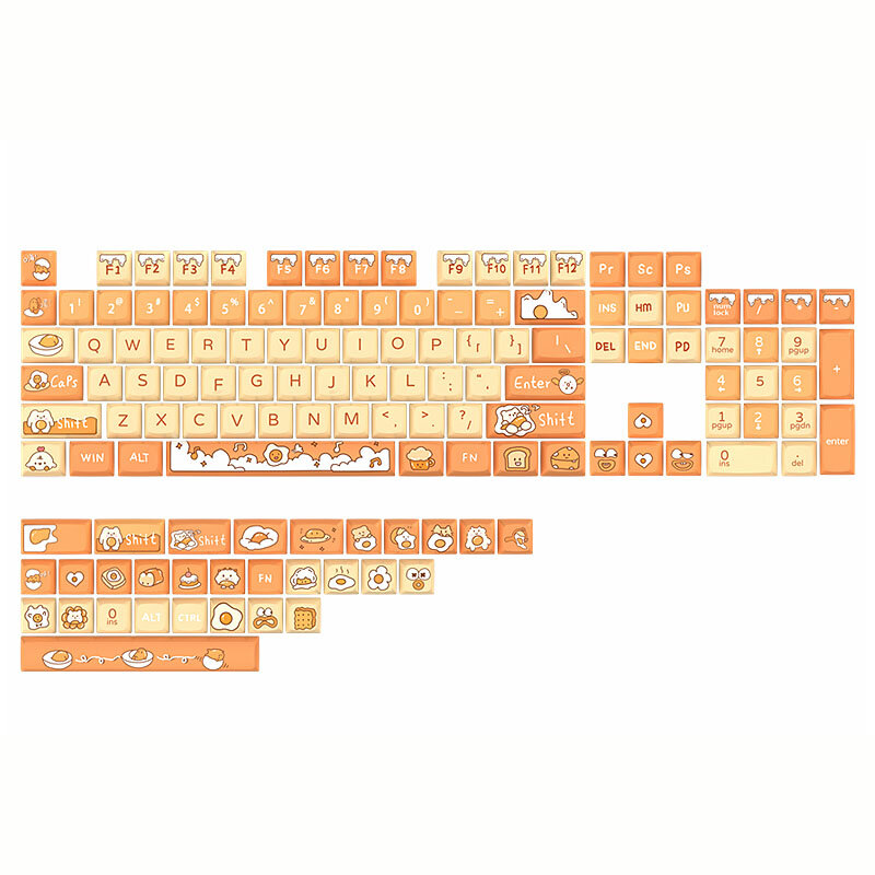 

135 Keys Poached Eggs PBT Keycap Set XDA Profile Five-sided Sublimation Custom Keycaps for 61/64/68/71/84/87/96/98/100/1