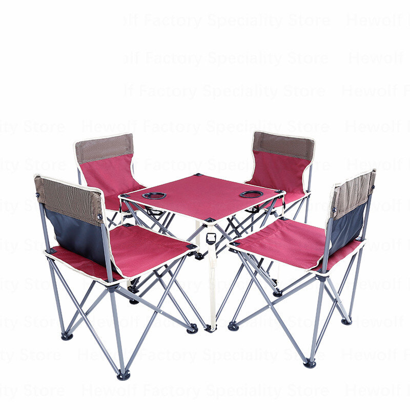 Set aus 5 klappbaren Tischen mit 4 Stühlen und 1 Tisch, tragbare Angelstühle für Outdoor-Camping und Grillen.