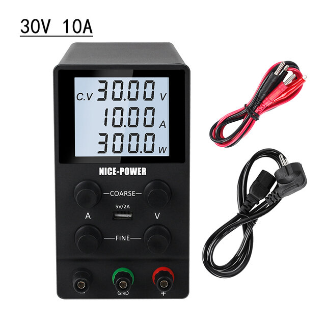 

NICE-POWER 0-30V 0-10A Adjustable Lab Switching Power Supply Laboratory Voltage Regulated Bench Digital Display 24V DC P