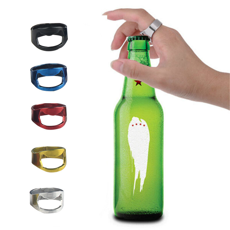IPRee® 1 pieza Mini sacacorchos abridor de botellas Anillo de dedo de acero inoxidable abridor de latas de cocina al aire libre en casa Gadgets.