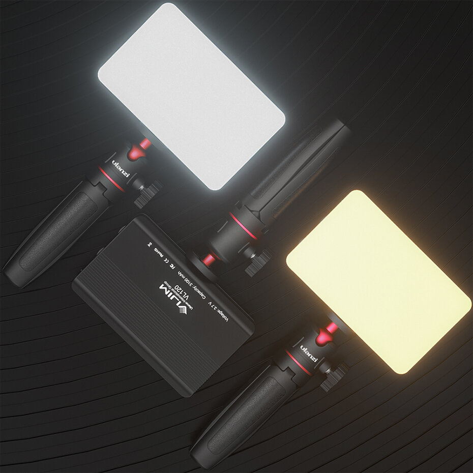 2個UlanziMT-08VL120ミニ三脚LEDライトキット調光可能なフィルライトとカラージェルライブブロードキャストYoutubeキット