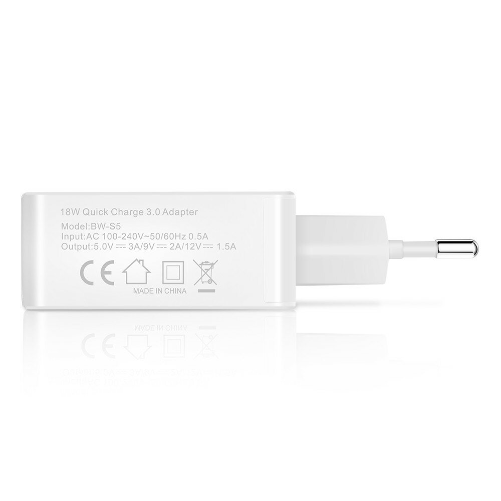 [Qualcomm認定] ブリッツウルフ®BW-S5 QC3.0 18W USB充電器 EUアダプタ Power3S搭載