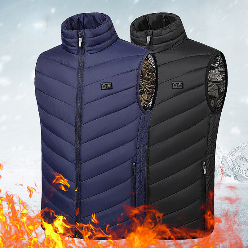 TENGOO® 11 Areas Heated Vest Men Electric USB Heating  Jacket Thermal Clothing Winter Skiing Cycling Clothing