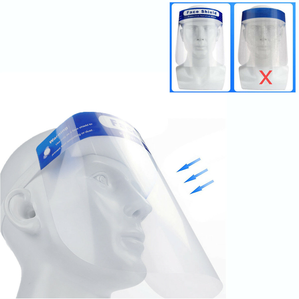 

5Pcs Anti-Spitting Anti Splash Full Face Shield Anti-fog Transparent Plastic Facial Cover Safety Protective Face Mask