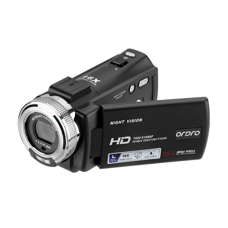 

Ordro HDV-V12 Digital Video Camera 1080P 30MP HD Infrared Night Vision 16X Zoom Portable Camcorder 3 Inch TFT Screen Vid