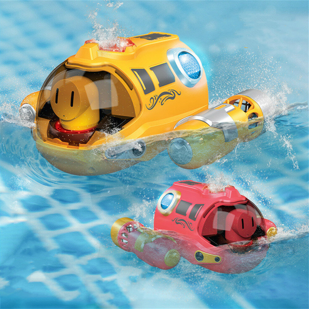 2.4G Mini RC Boat Submarine Spray Light Waterproof Rechargeable Electric Remote Control Speedboat Gifts Water Toys Child