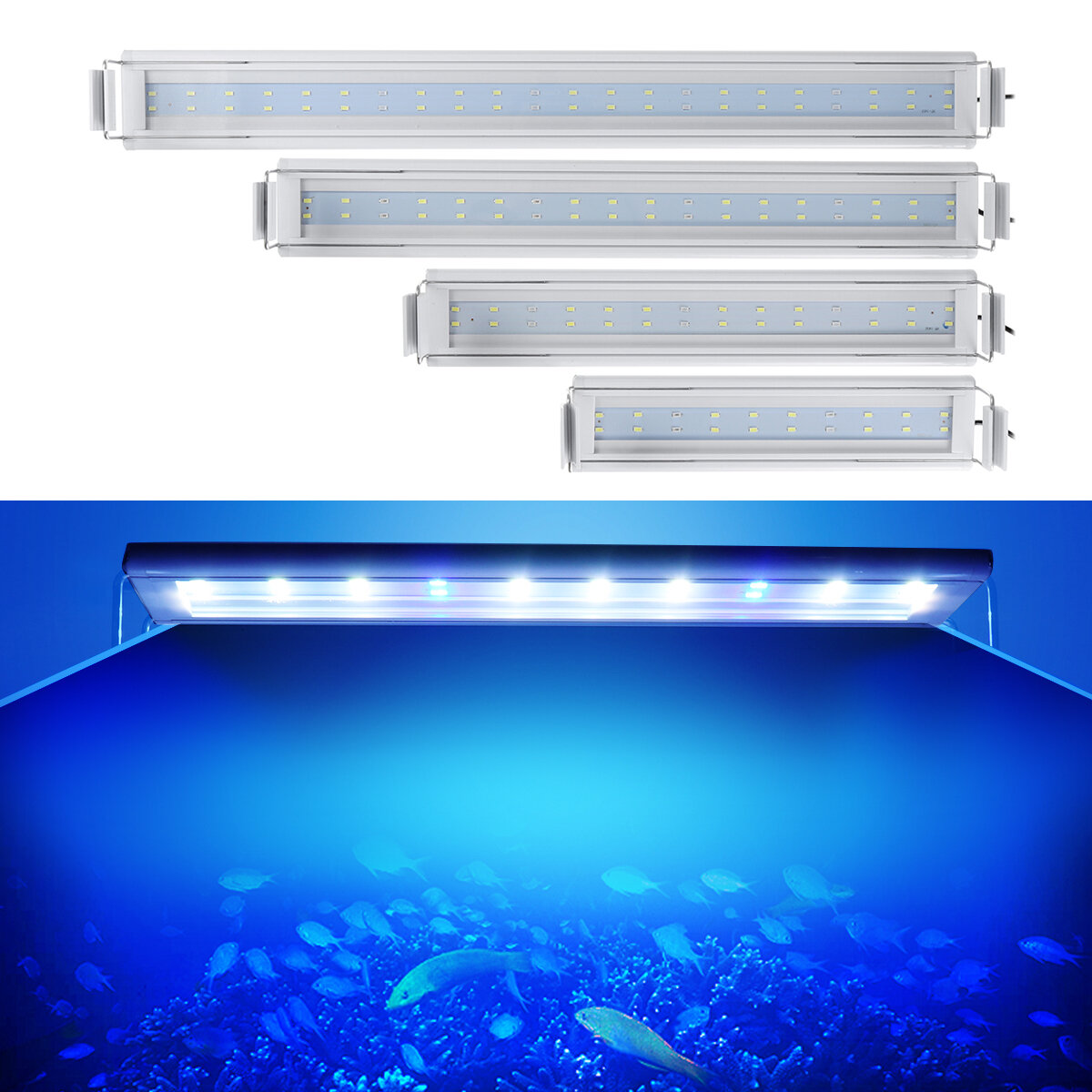 3/5/7/9W 220V US Plug Fish Tank Lamp LED Energy-Saving Blue+White Light Line Switch