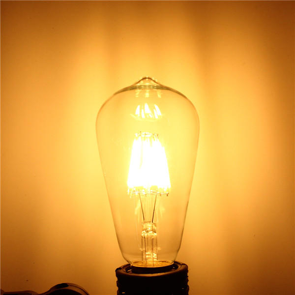 E27 ST64 8W Warm Wit Niet-Dimmable COB LED Filament Retro Edison Lampen 220V