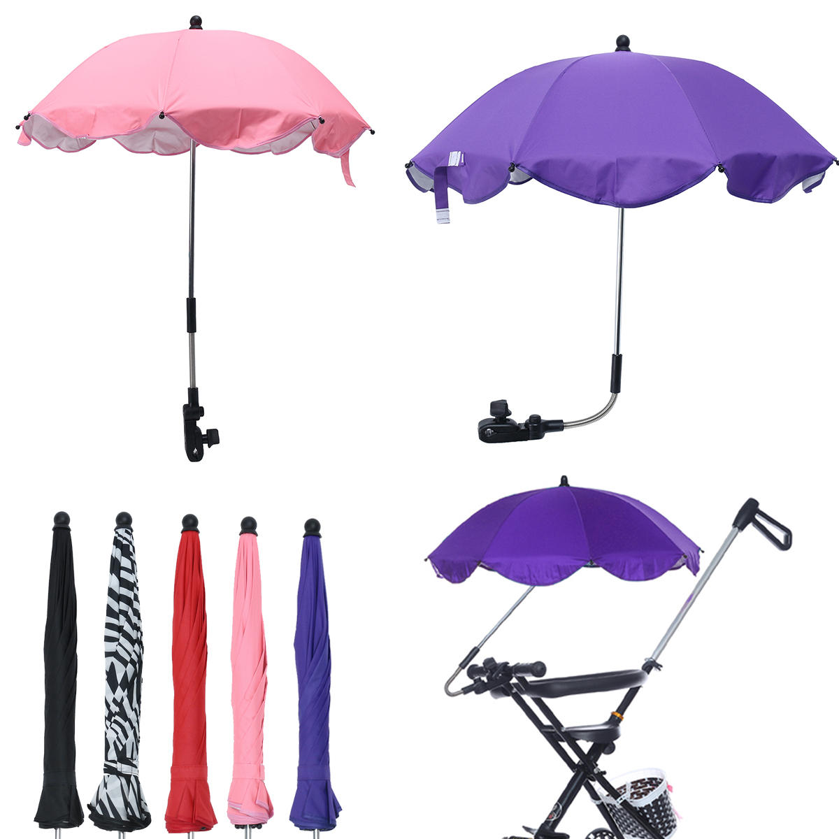Universal Sun Rain Parasol Umbrella Baby Pram Pushchair Canopy colour New