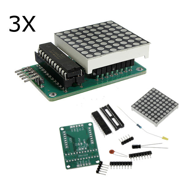 3Pcs MAX7219 Dot Matrix Module DIY Kit SCM Control Module For