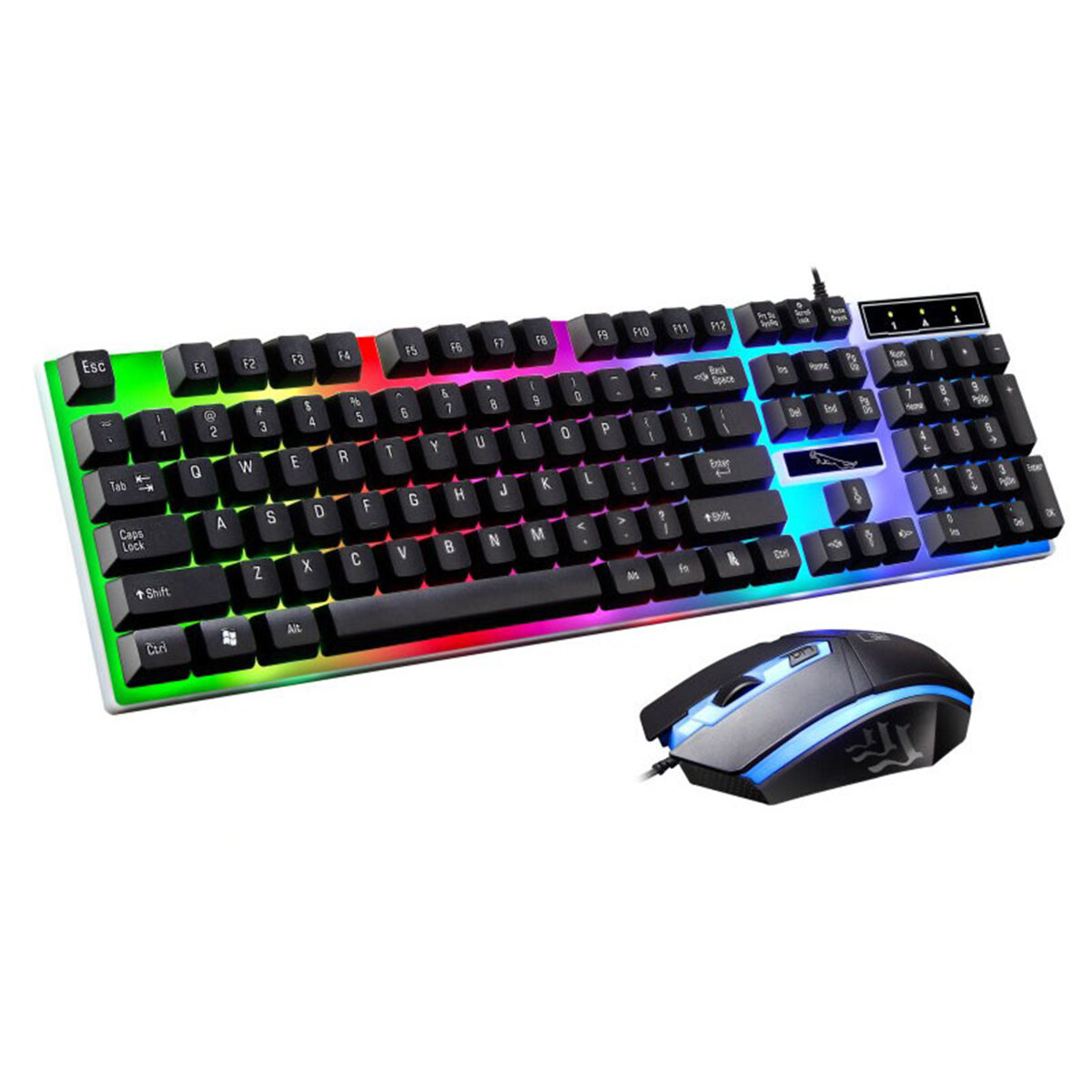 

G21 104 Keys Wired Keyboard & Mouse Set LED Colorful Backlight Mechanical Feel Gaming Keyboard for Home Office Computer