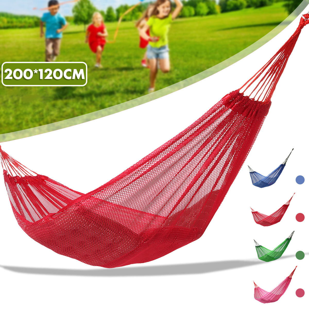 200x120cm Ice Silk Hammock Casual Lightweight Swing Bed Hang Sleeping Bed Outdoor Camping Travel