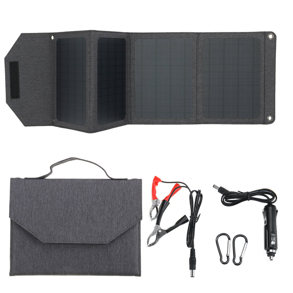 Carregador solar dobrável 18V 40W Dual USB Solar 4 Folding Bolsa Porta DC portátil 12v Bateria Painel solar para exterior