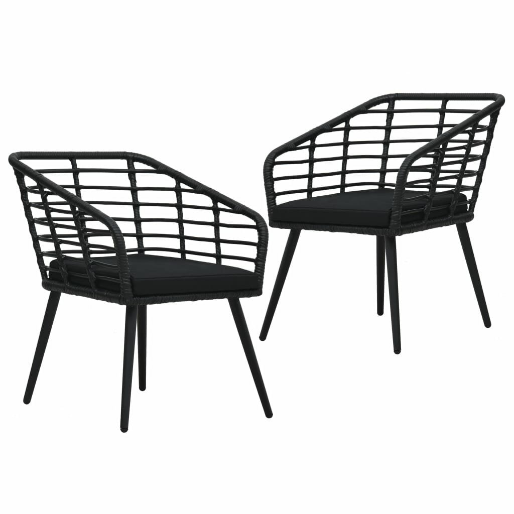 

Garden Chairs with Cushions 2 pcs Poly Rattan Black