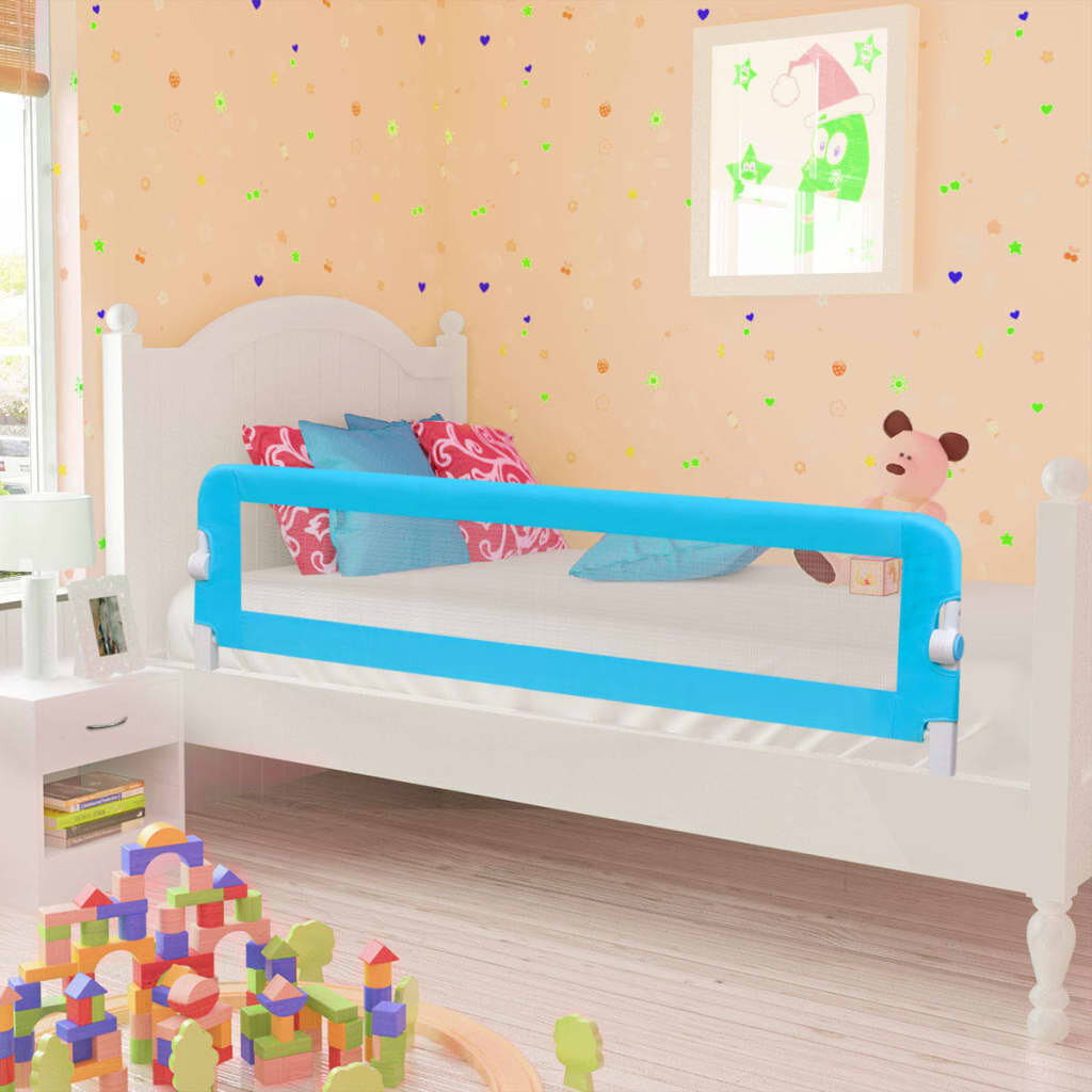[EU Direct] vidaxl 276088 Toddler Safety Bed Rail 2 pcs Blue 150x42 cm Fabric Polyester Children's Bed Barrier Fence Fol