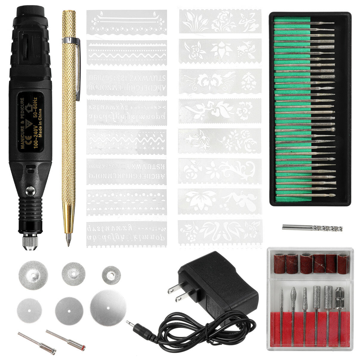 70 stks mini diy elektrische graveren pen kit verstelbare snelheid etsen boren polijsten pen voor si