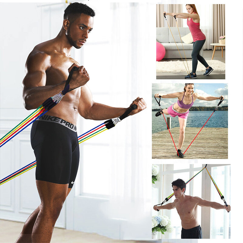 best price,14pcs,tpe,resistance,bands,pull,rope,fitness,equipment,discount