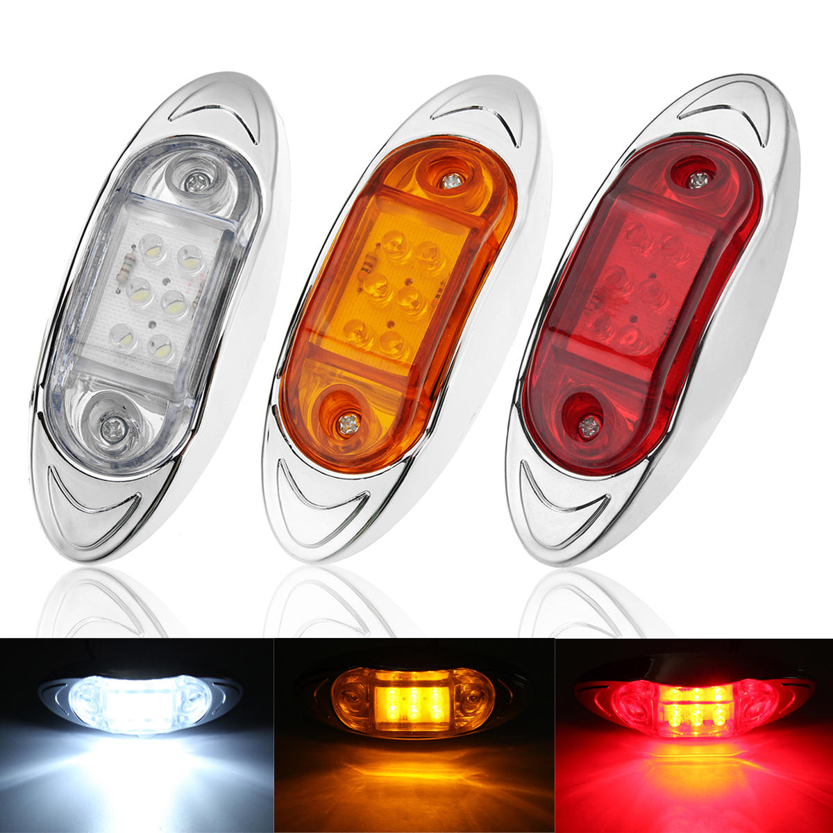 LED Chrome Zijmarkeringslichten Lampen 24V 10cm voor vrachtwagenaanhangwagen