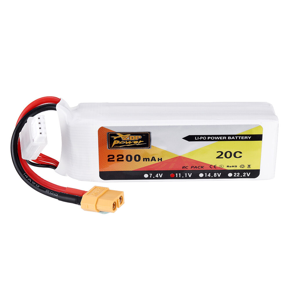 ZOP Power 11.1V 2200mAh 3S 20C Lipo-batterij XT60-stekker voor Eachine Wizard X220 FPV Racing RC-dro