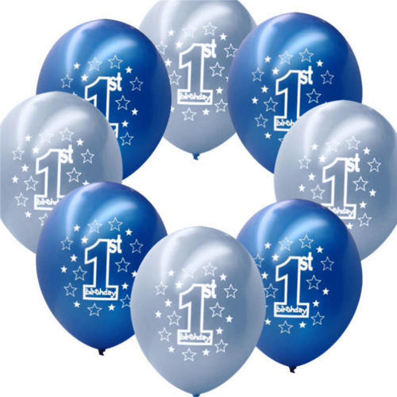 10?stuks?per?set?Blauwe?jongen 1e verjaardag bedrukt Opblaasbare Pearlised Ballonnen Kerstdecoratie